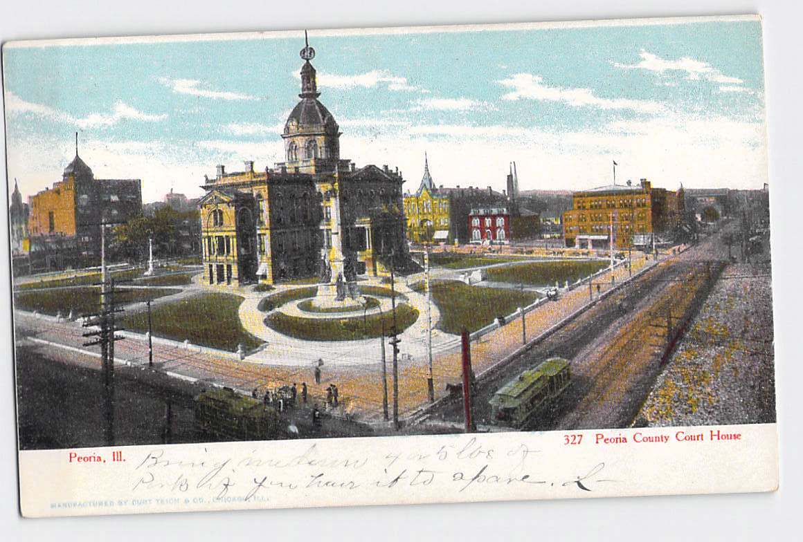 Postcard IL Illinois Peoria County Courthouse Undivided Used 1909