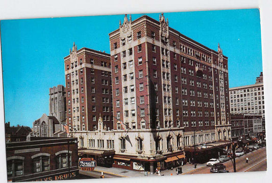 Postcard IN Indiana Gary Hotel Gary 1950s Old Cars Chrome Unused