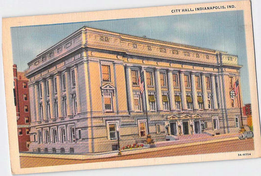 Postcard IN Indiana Indianapolis City Hall Linen Unused