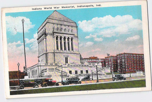 Postcard IN Indiana Indianapolis World War Memorial White Border Used