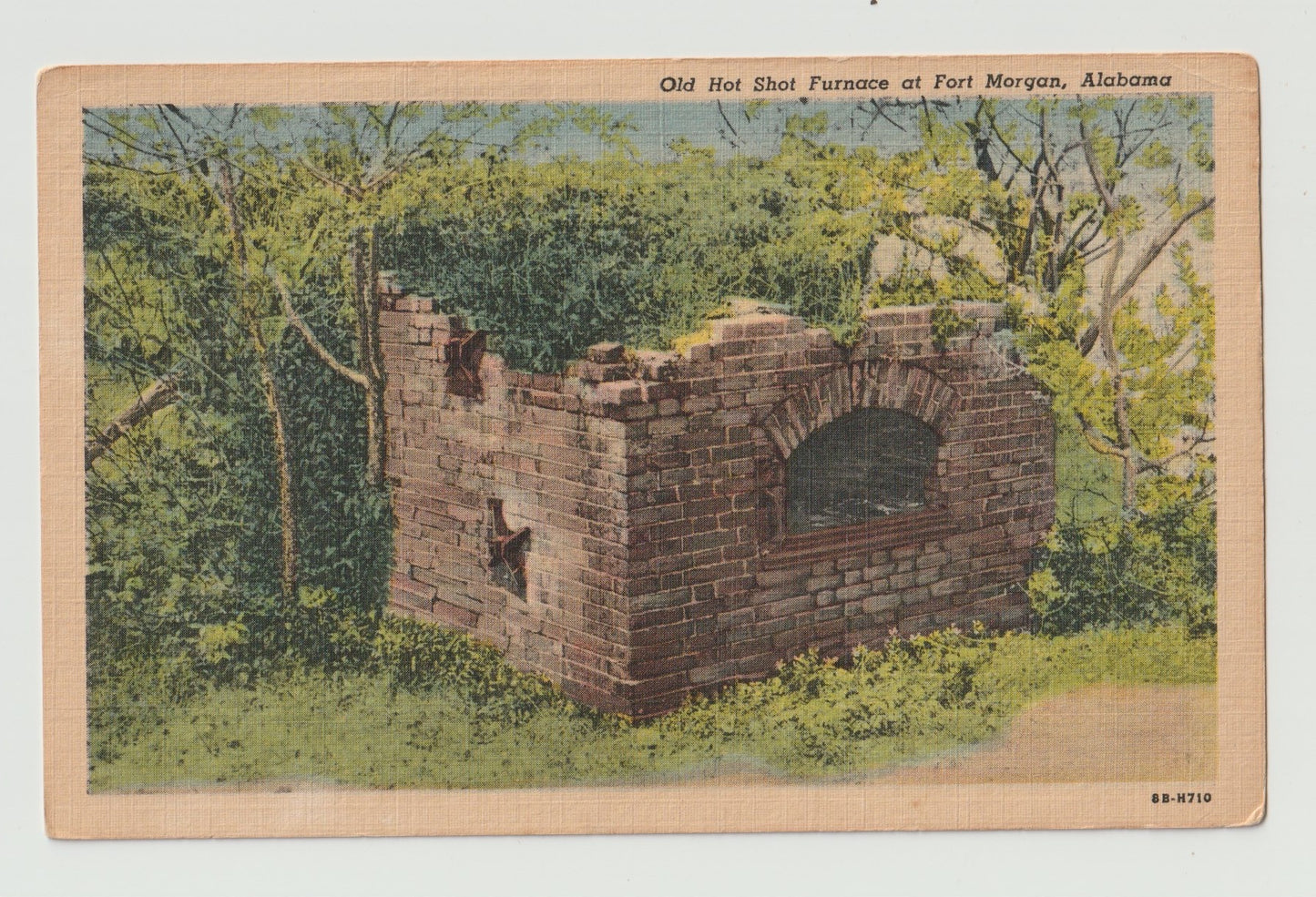 Postcard AL Alabama Fort Morgan Old Hot Shot Furnace White Border Unused