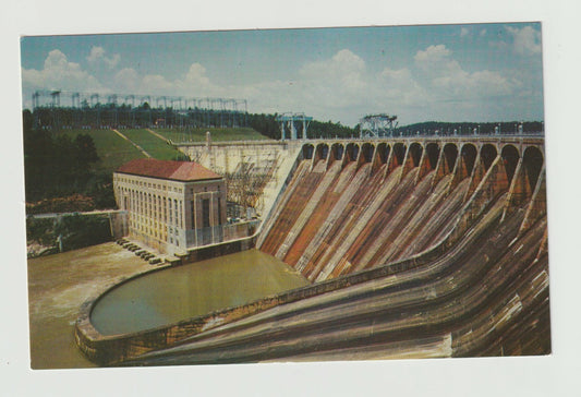 Postcard AL Alabama Tallassee Alabama Power Company Martin Dam Chrome Unused