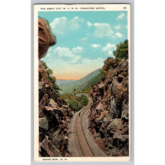 Crawford Notch NH New Hampshire White Mountains Great Cut Railroad Postcard