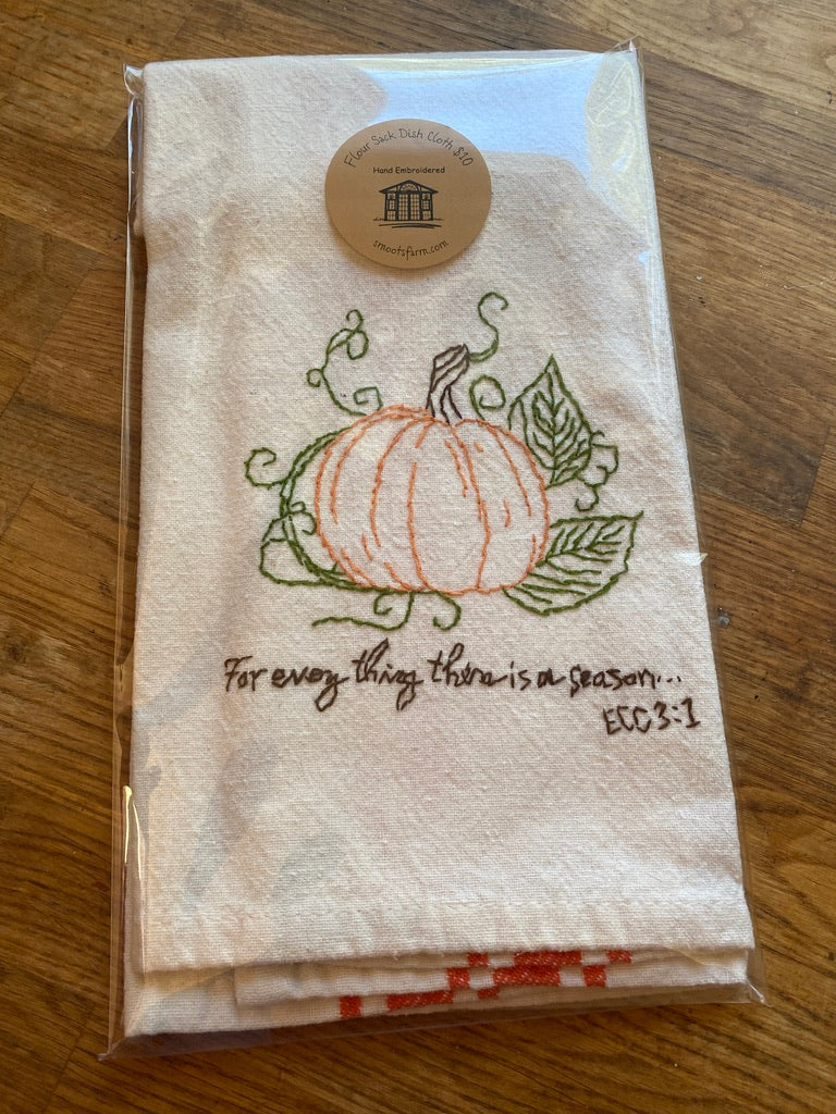 Hand Embroidered Flour Sack Dish Cloth