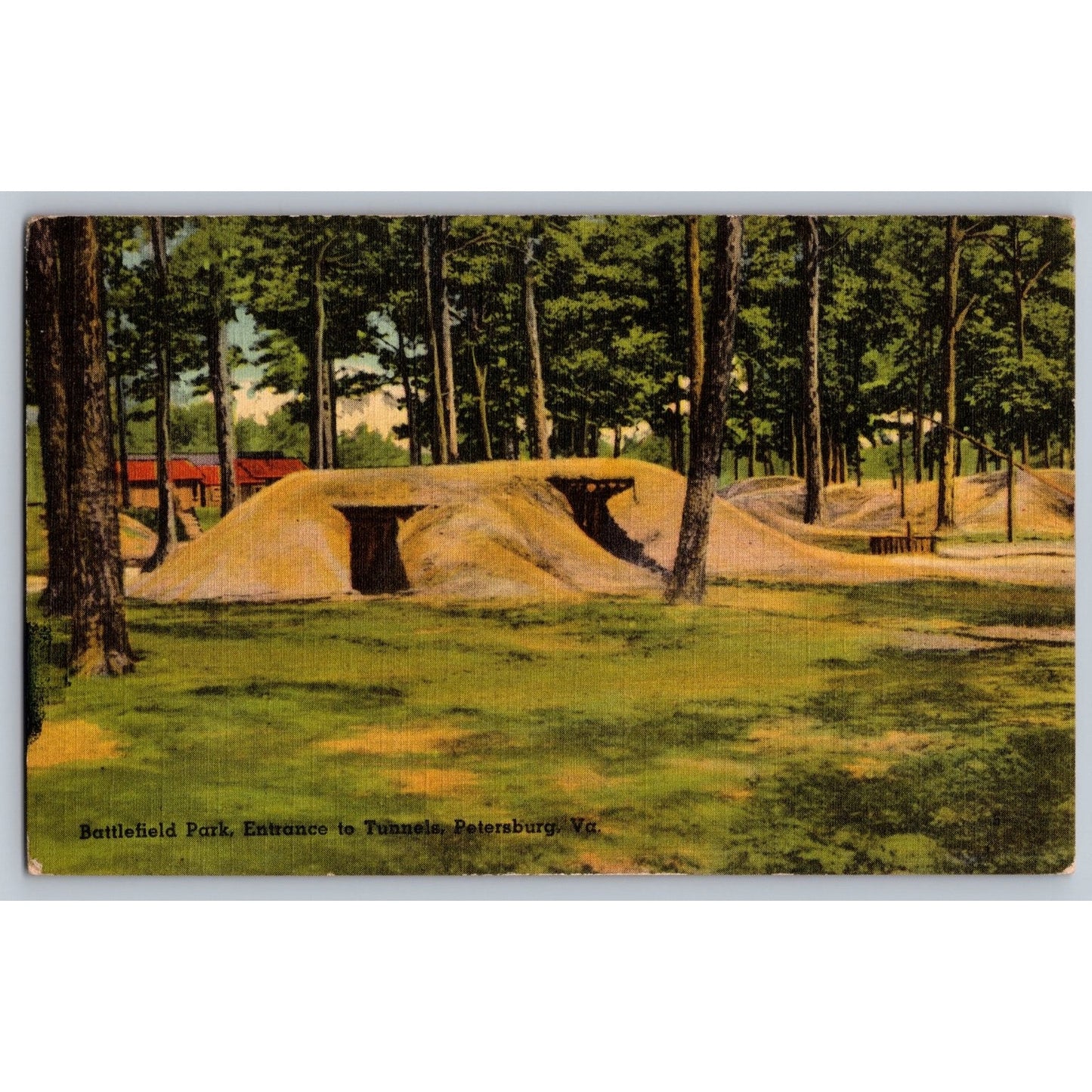 Petersburg VA Virginia Battlefield Park Entrance to Tunnels Chrome Postcard