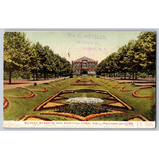 Philadelphia PA Pennsylvania Sunken Gardens Horticultural Hall 1906 Postcard