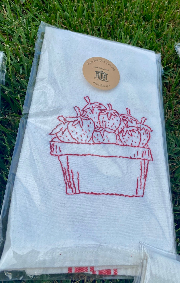 Hand Embroidered Flour Sack Dish Cloth