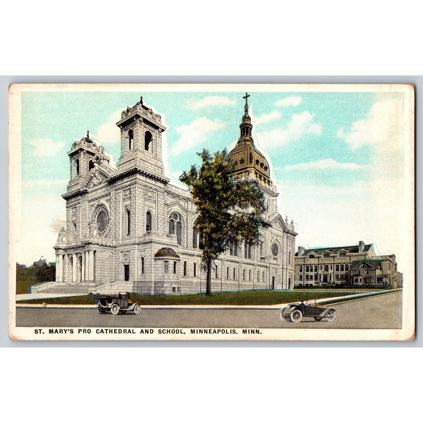 Minneapolis MN Minnesota St. Marys Pro-Cathedral & School Postcard Steinhardt