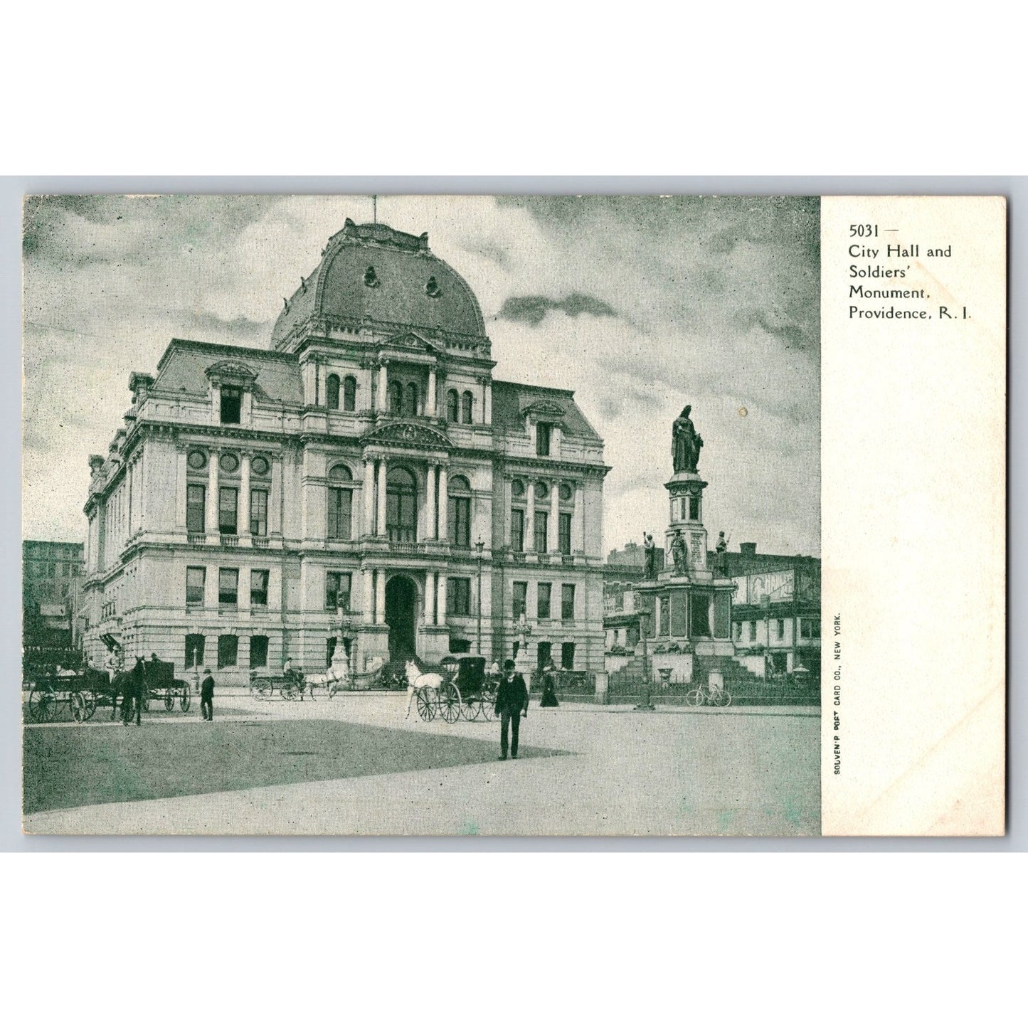 Providence RI Rhode Island City Hall Soldiers Monument Early 1900s Postcard