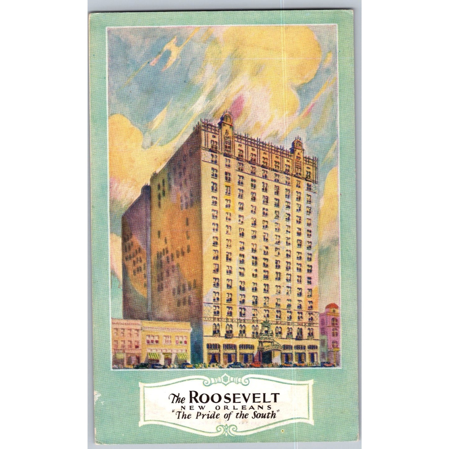 New Orleans LA Louisiana Roosevelt Hotel Illustrated Postcard Unused