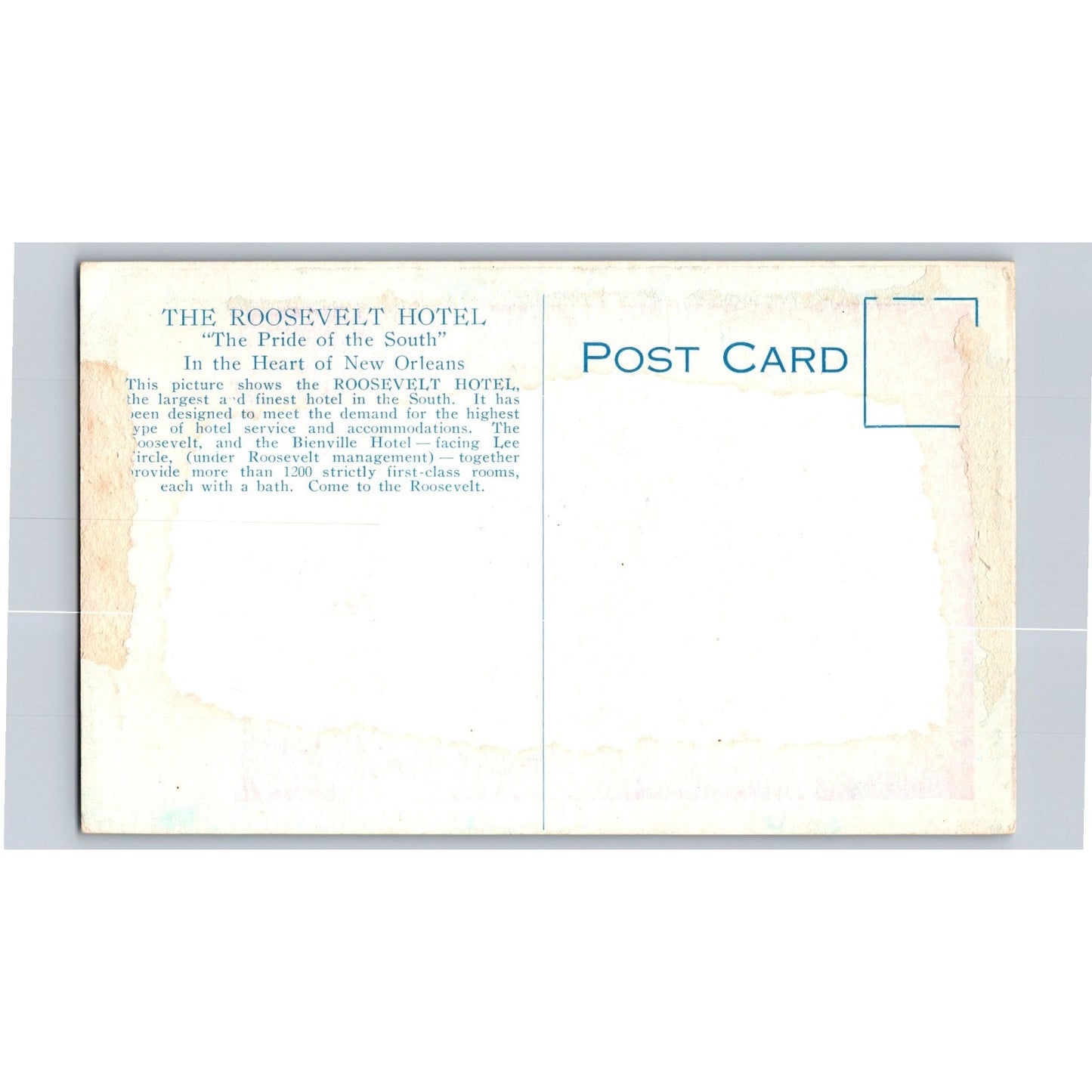 New Orleans LA Louisiana Roosevelt Hotel Illustrated Postcard Unused
