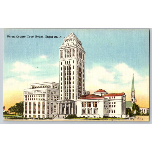 Elizabeth NJ New Jersey Union County Court House Divided Back Postcard Unused