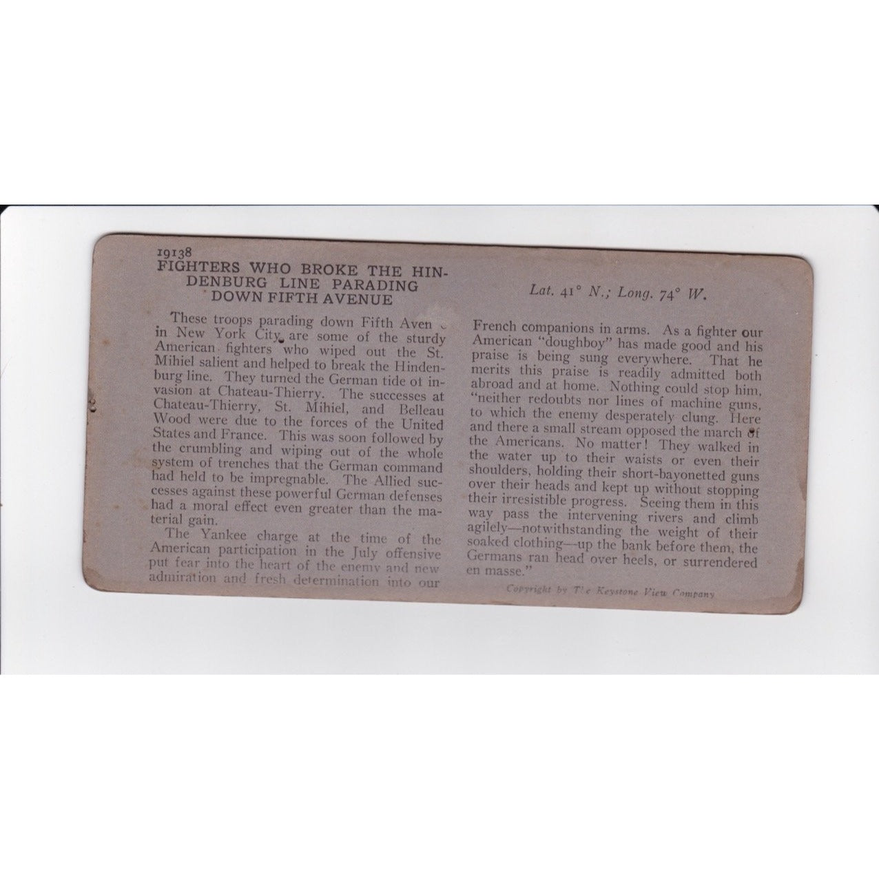 Fighters Who Broke the Hindenburg Line Stereoview Keystone View Co WWI