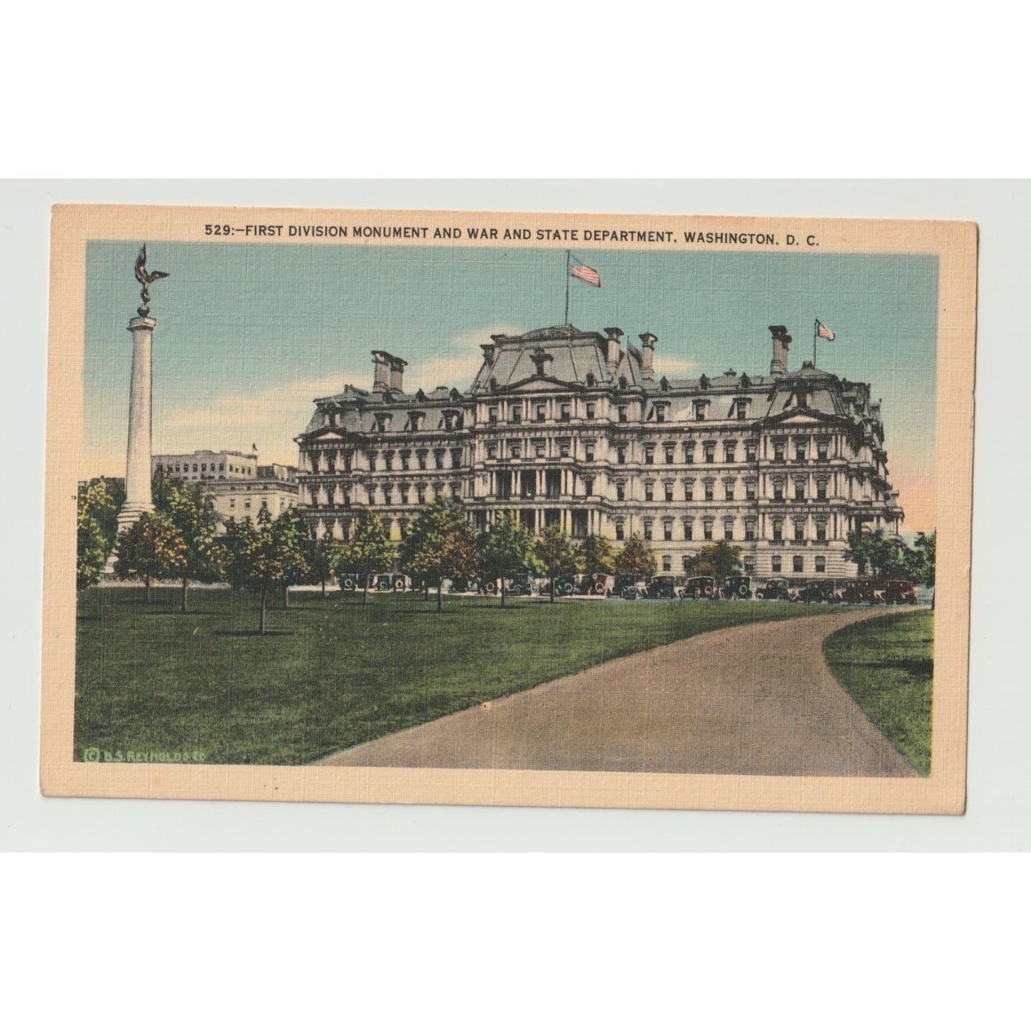 Washington DC First Division Monument War and State Department 1920s Postcard