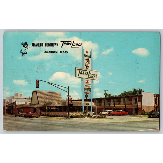 Amarillo TX Texas Downtown Travelodge Motel Hotel Chrome Postcard Used 1969