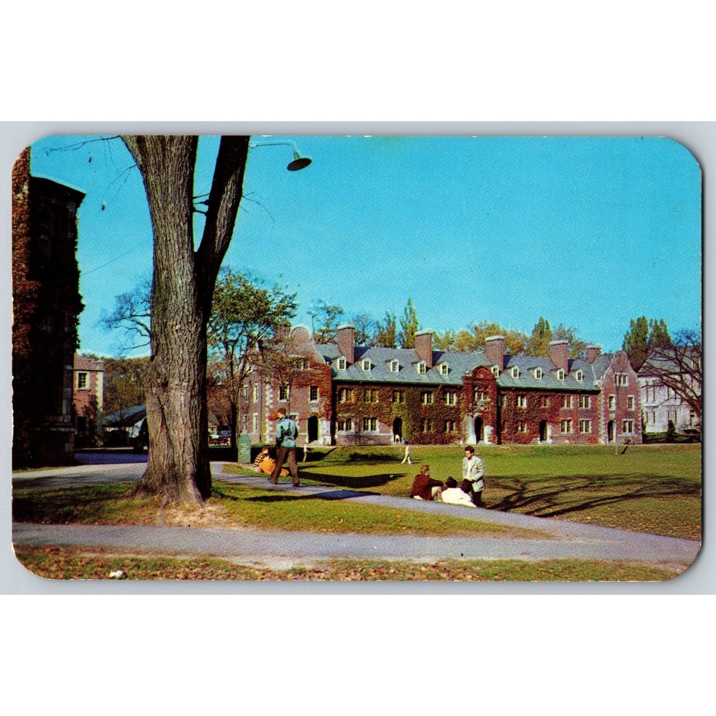 Geneva NY New York Hobart College Medberry Hall Chrome Postcard Kodachrome
