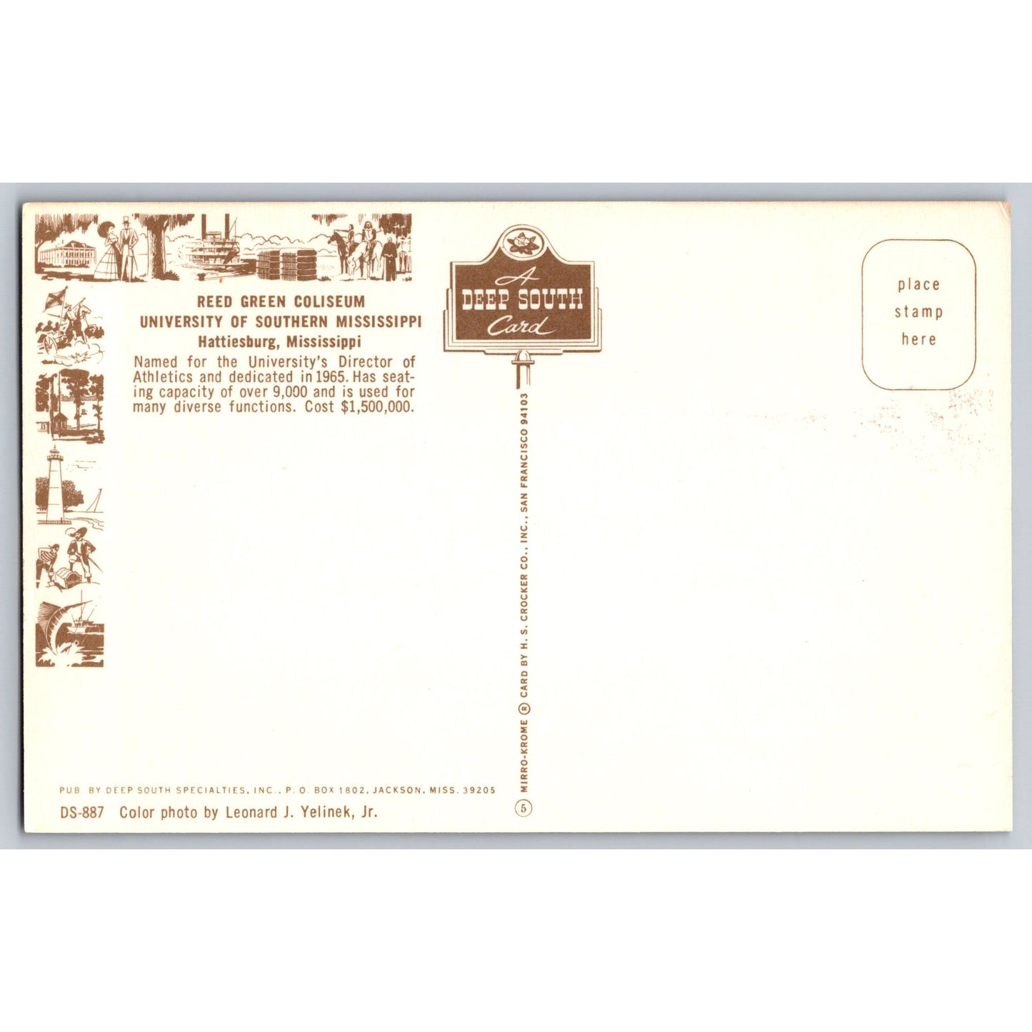 Hattiesburg MS Reed Green Coliseum University Of Southern Mississippi Postcard