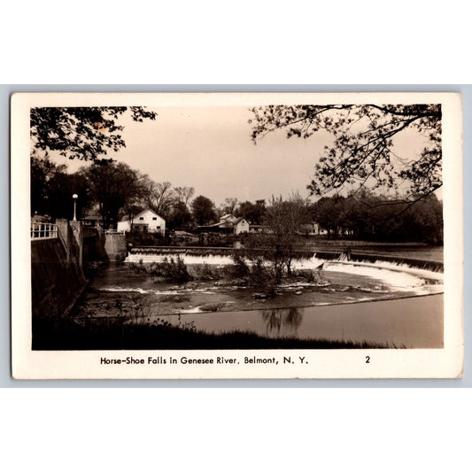 RPPC Belmot NY New York Horse Shoe Falls Genesee River Real Photo Postcard