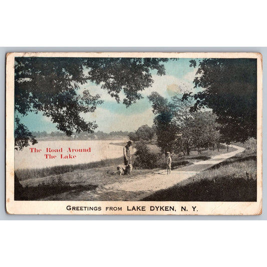 Lake Dyken NY New York Road Around The Lake Yankee Lake Scenic Early Postcard