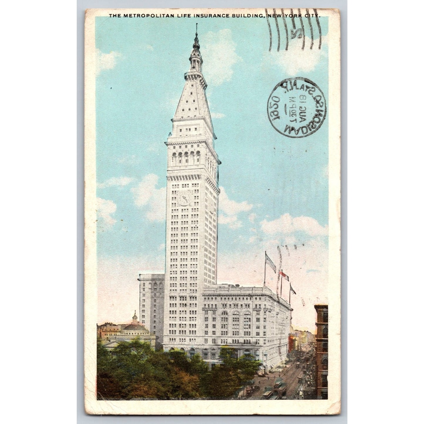 NY New York Metropolitan Life Insurance Building 1918 White Border Postcard