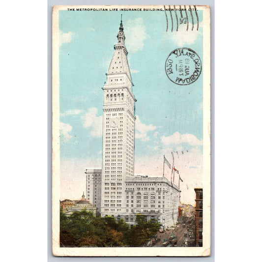 NY New York Metropolitan Life Insurance Building 1918 White Border Postcard