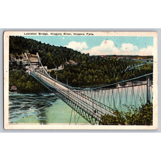 Niagara Falls NY New York Lewiston Suspension Bridge 1930s White Border Postcard
