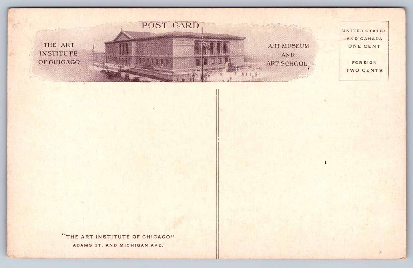 Postcard IL Illinois Chicago Art School Museum Early 1900s Divided Unused