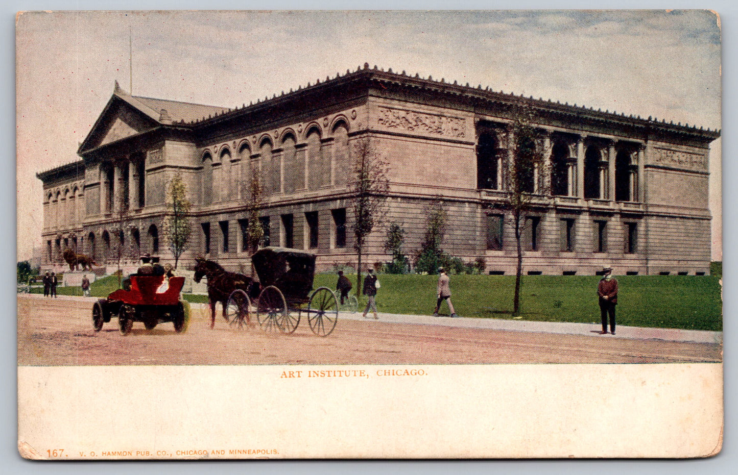 Postcard IL Illinois Chicago Art Institute Early 1900s Undivided Unused Horse and Buggy