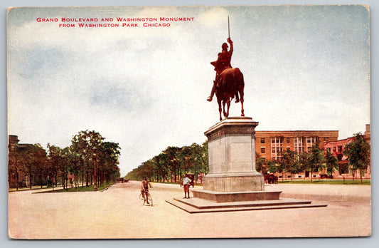 Postcard IL Illinois Chicago Grand Boulevard Washington Early 1900s Divided Used