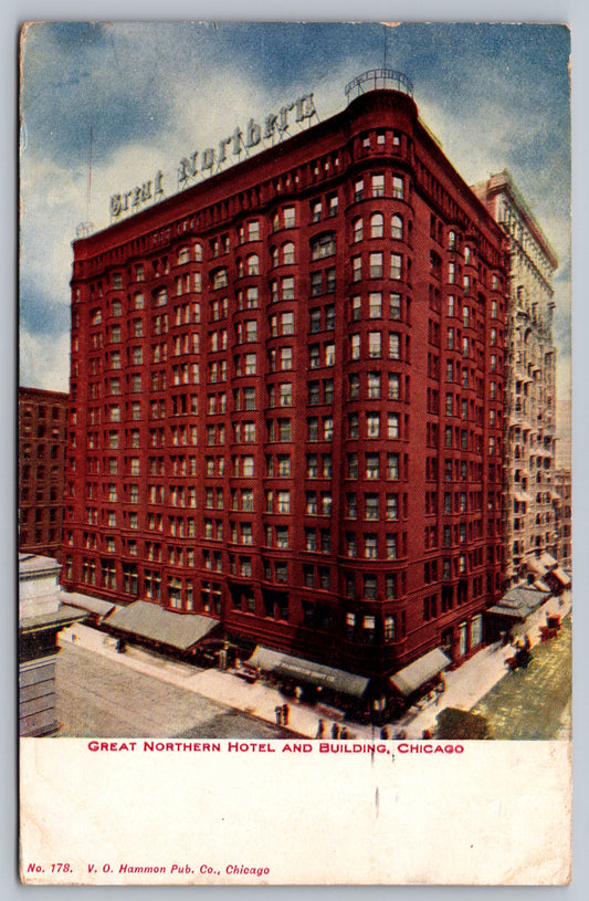 Postcard IL Illinois Chicago Great Northern Hotel Building Divided Used