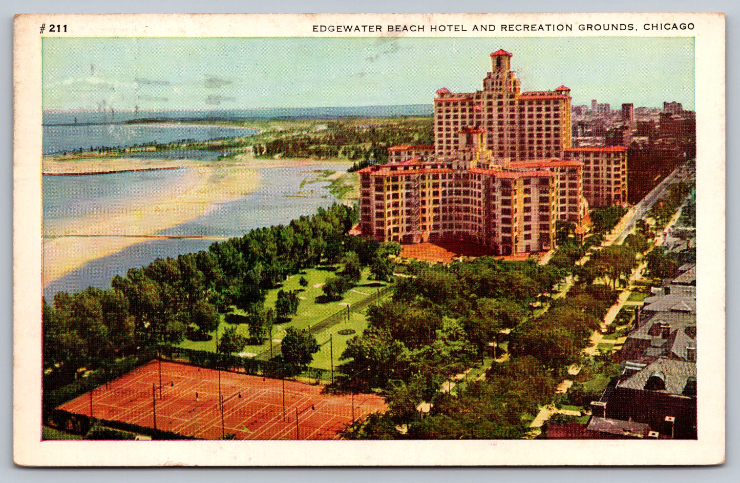 Postcard IL Illinois Chicago Edgewater Hotel White Border Used