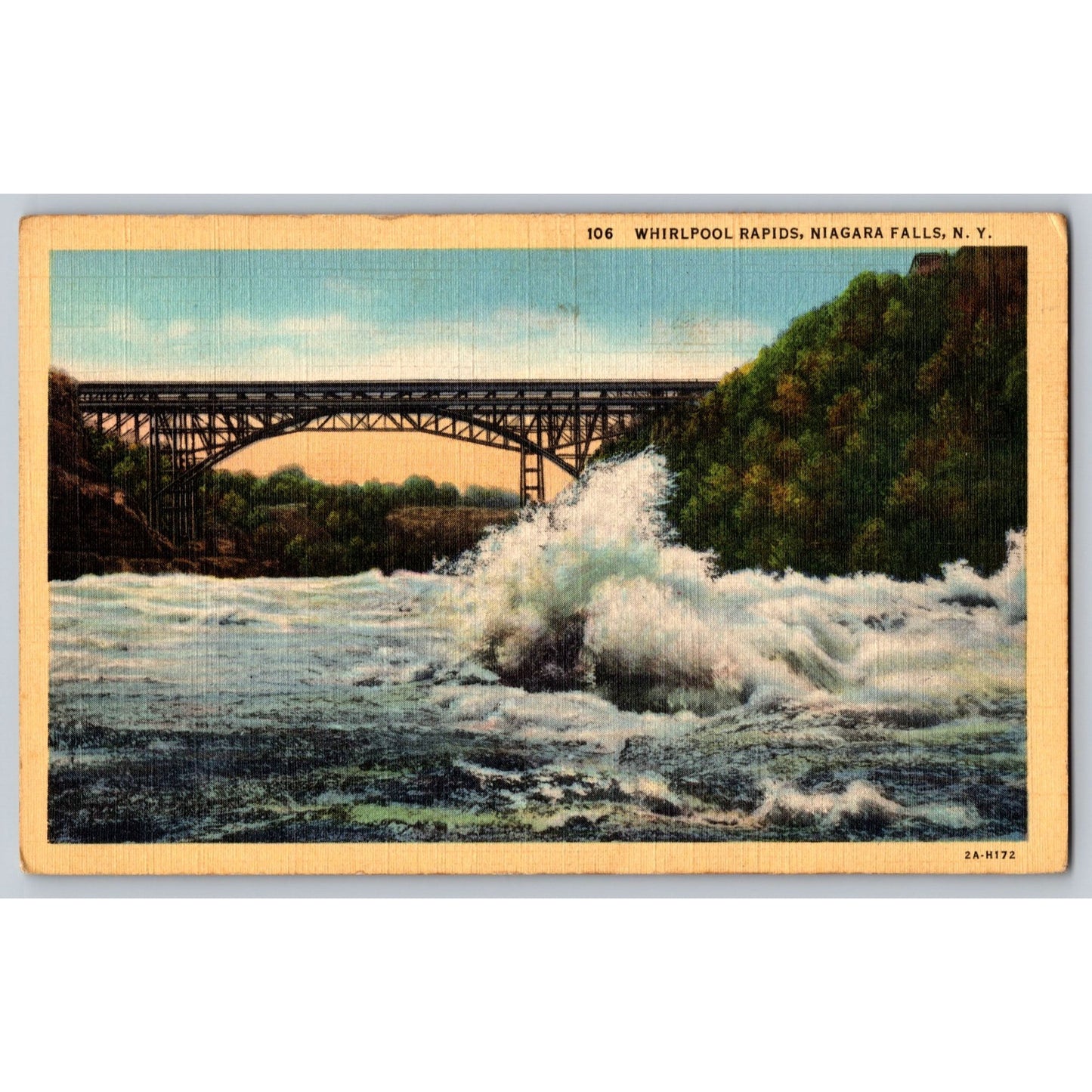 Niagara Falls NY New York Whirlpool Rapids 1930s Yellow Border Postcard Used