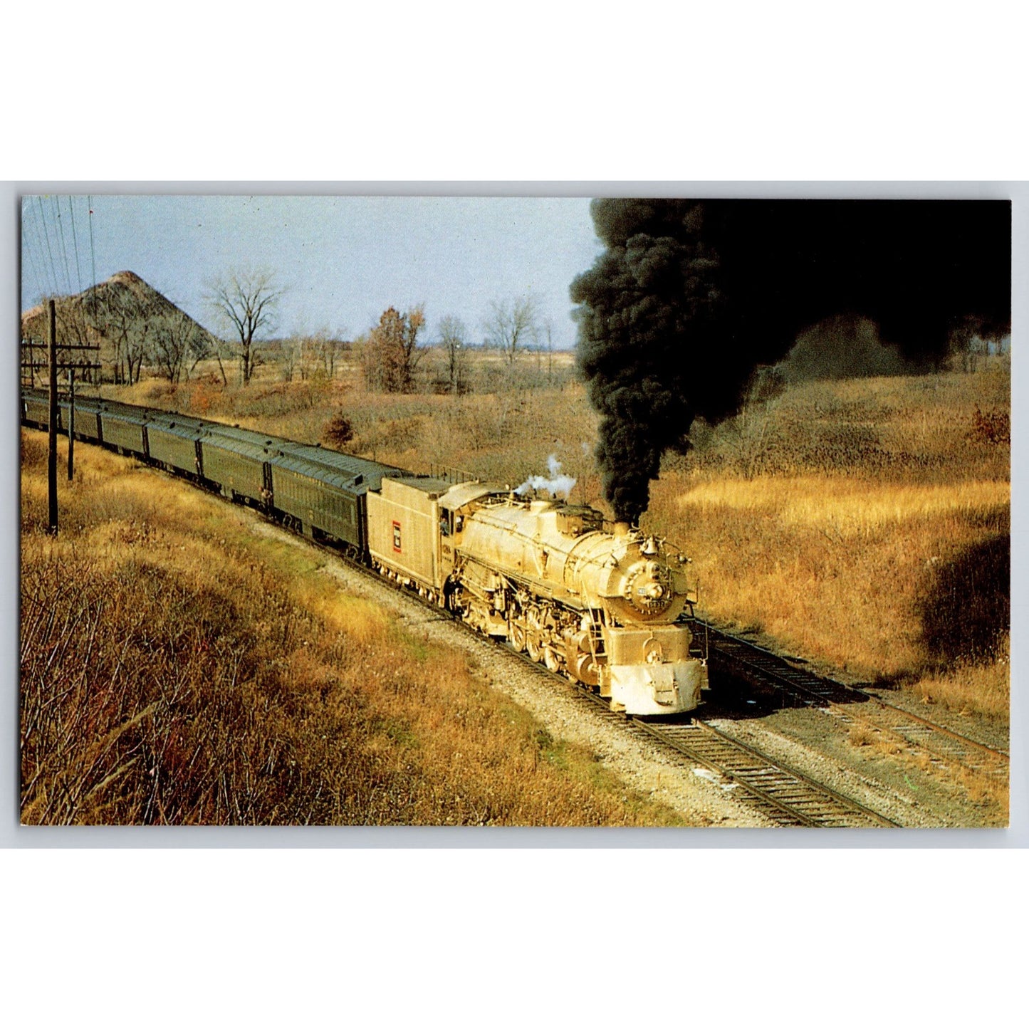 Chicago Burlington & Quincy Railroad 5632 Gold Train Chrome Postcard