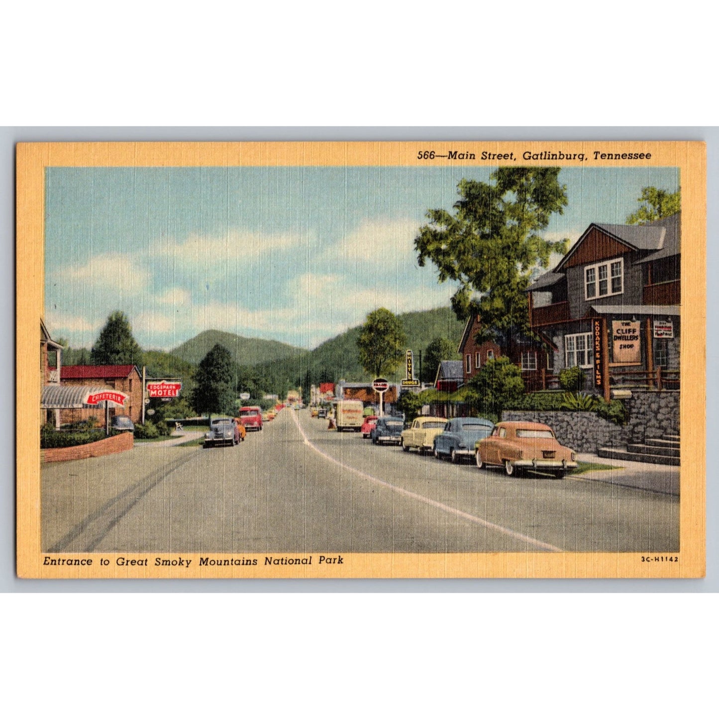 Gatlinburg TN Tennessee Main Street Great Smoky Mountains National Park Postcard