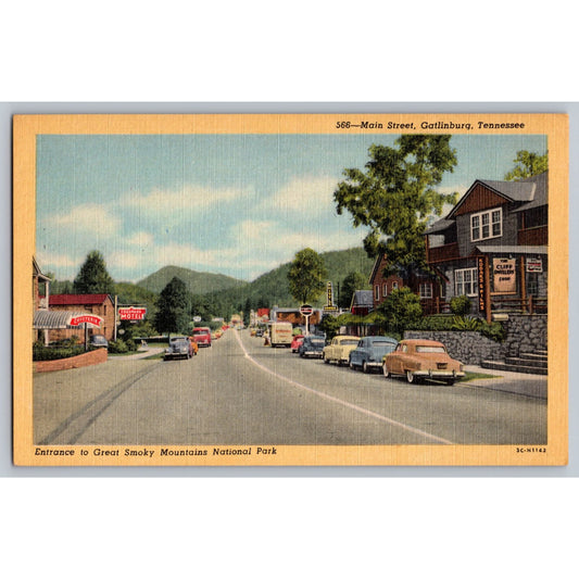 Gatlinburg TN Tennessee Main Street Great Smoky Mountains National Park Postcard