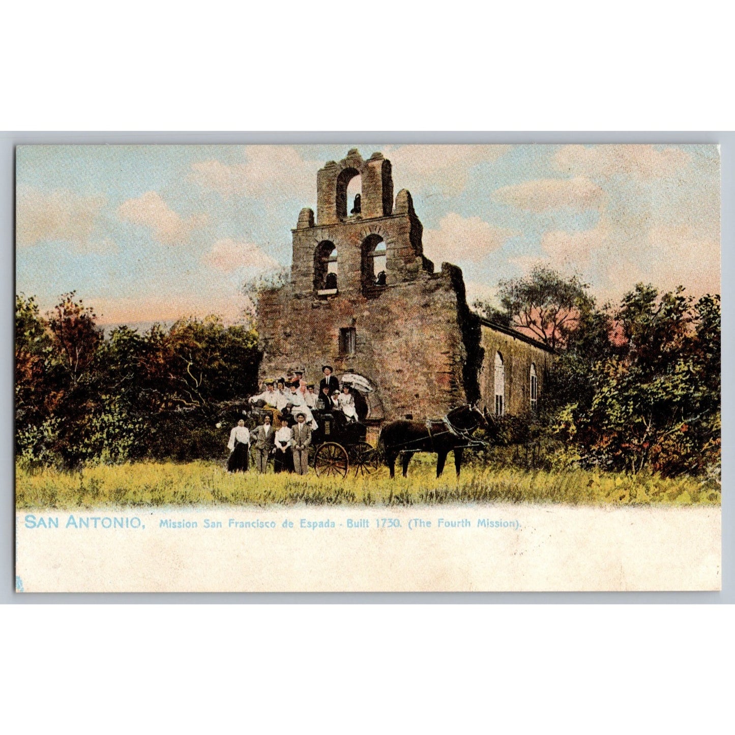 San Antonio TX Texas Mission San Francisco de Espada 1905 Repo 1985 Postcard