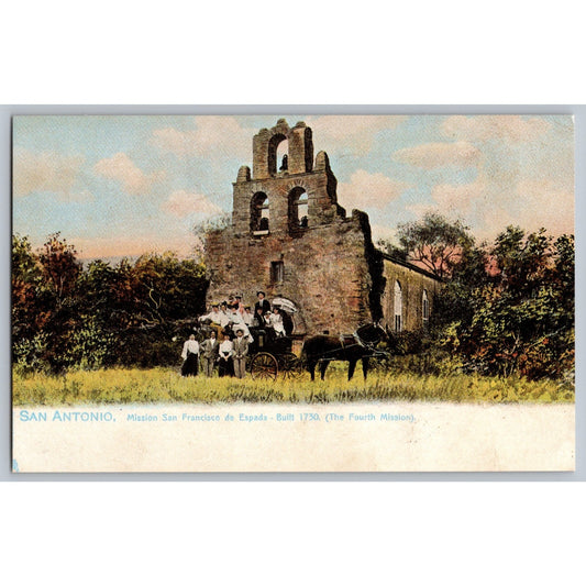 San Antonio TX Texas Mission San Francisco de Espada 1905 Repo 1985 Postcard