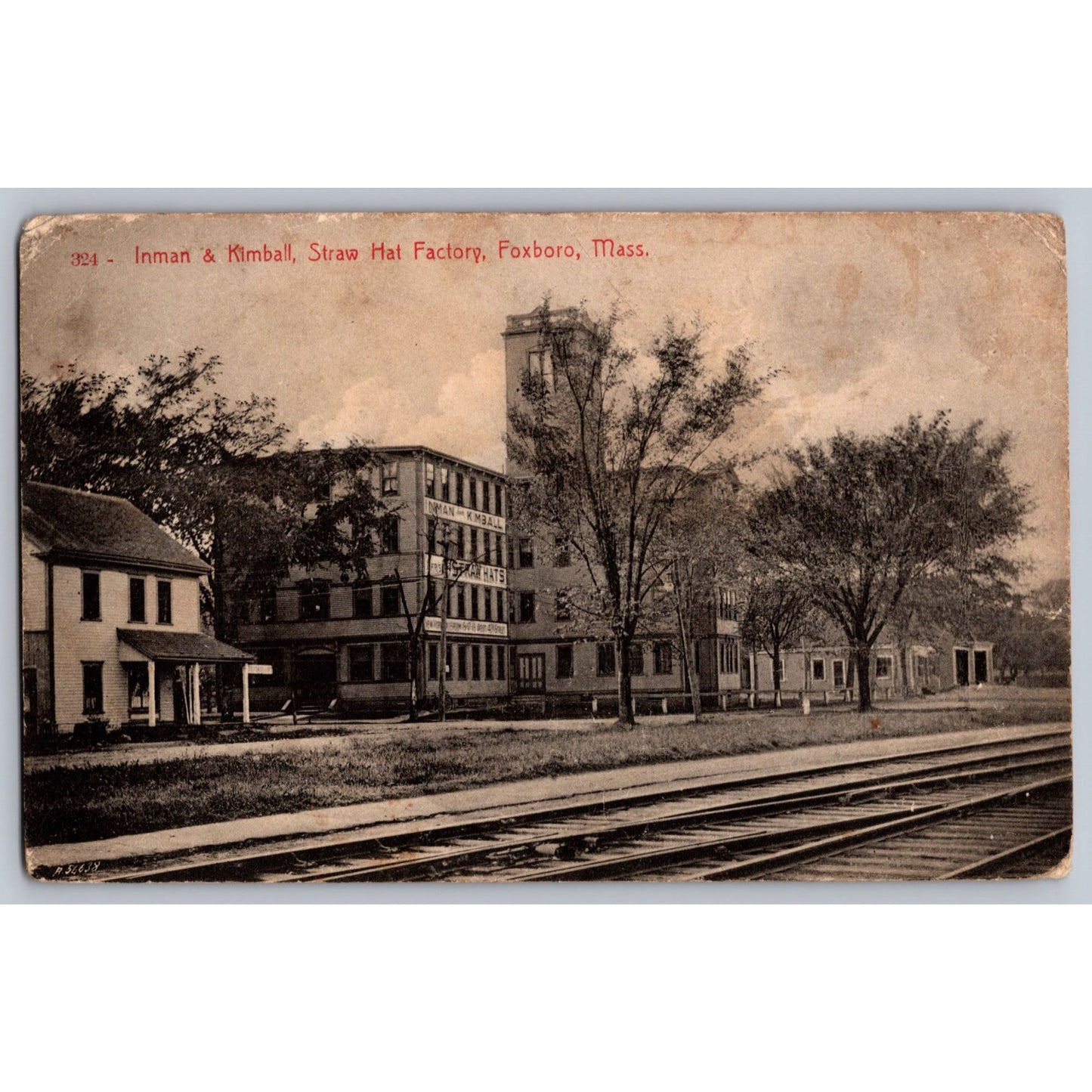 Foxboro MA Massachusetts Inman & Kimball Straw Hat Factory Divided Back Postcard