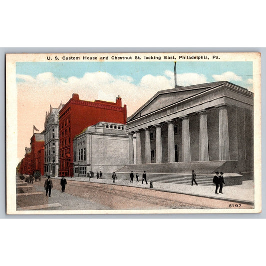 Philadelphia PA Pennsylvania US Custom House & Chestnut St Postcard Early 1900s