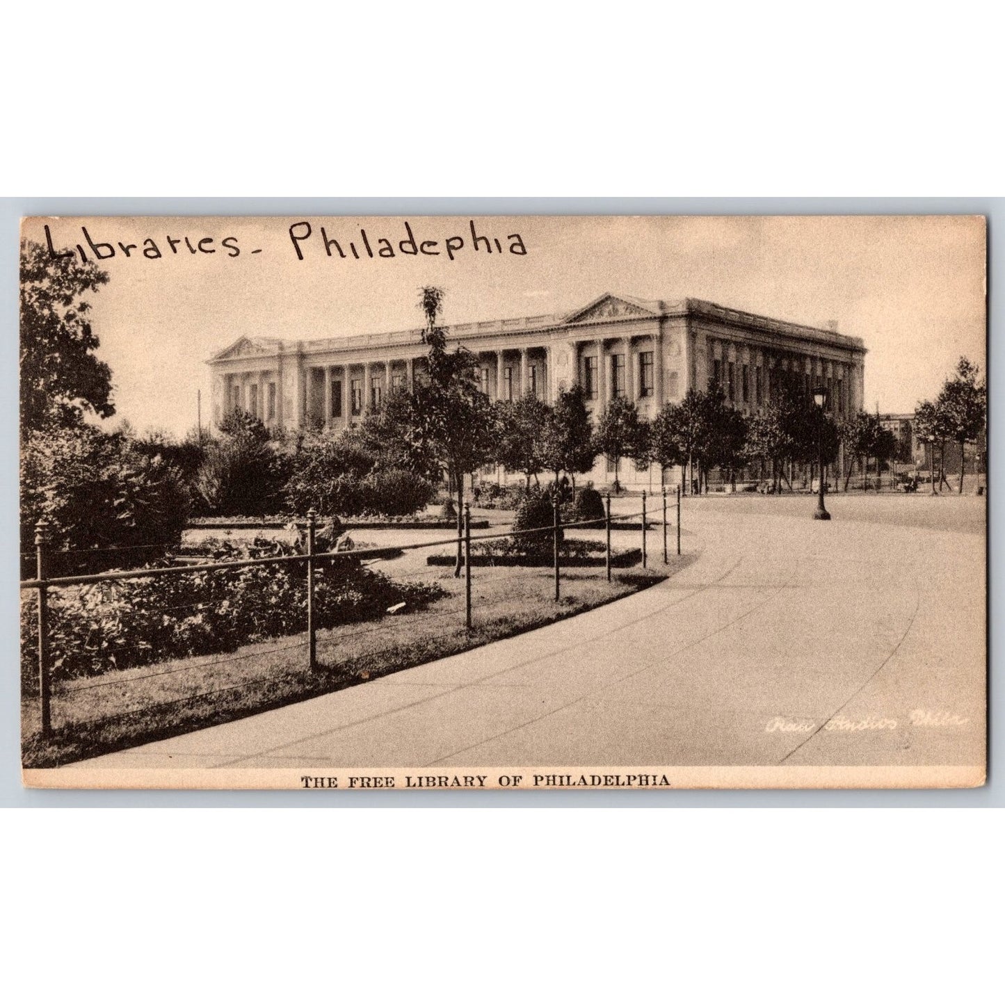 Philadelphia PA Pennsylvania The Free Library Divided Back Postcard Albertype