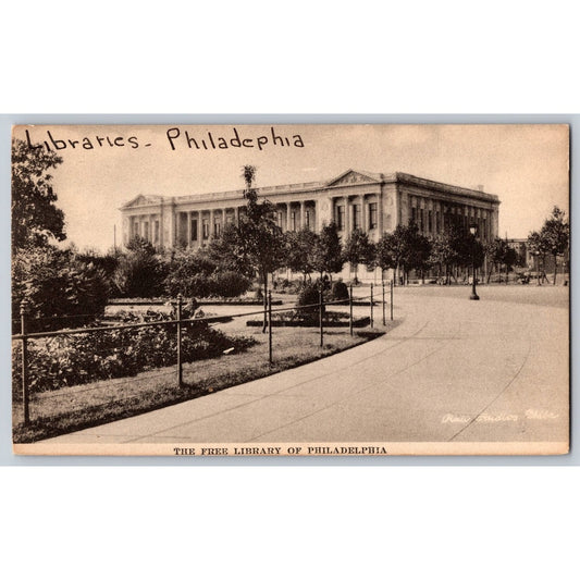 Philadelphia PA Pennsylvania The Free Library Divided Back Postcard Albertype