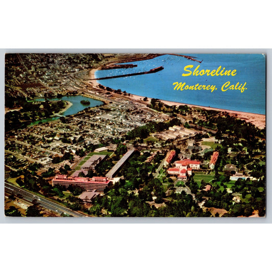 Monterrey CA California Shoreline Aerial View 1960s Chrome Postcard Used