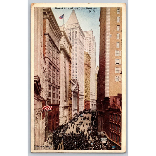 New York City NY Broad Street Curb Brokers 1925 Divided Back Postcard Used
