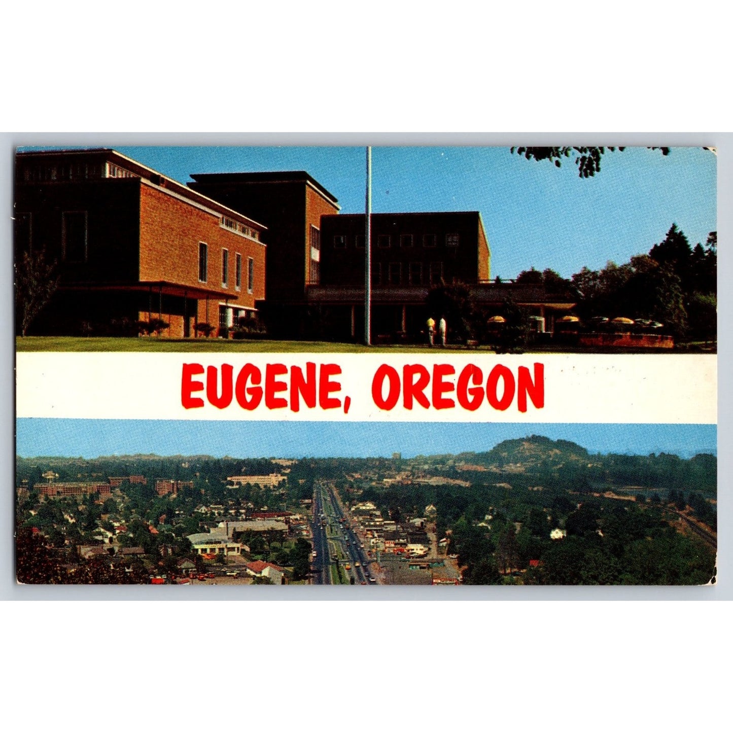 Eugene OR Oregon University & City View Chrome Postcard Unused