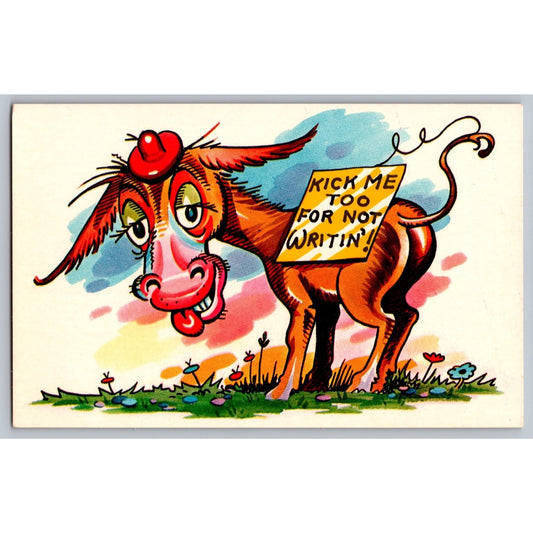 Comic Postcard Humorous Kick Me Too Donkey Cartoon Tichnor Bros