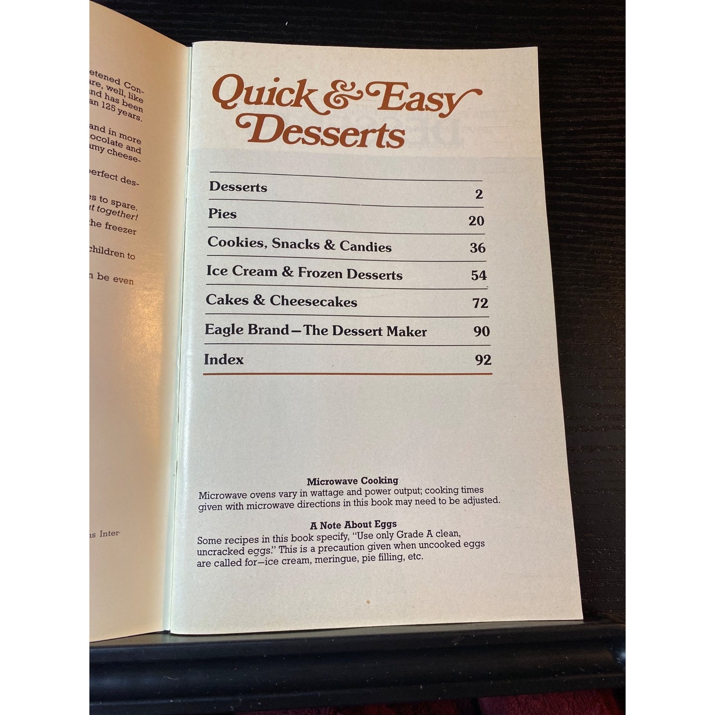 Eagle Brand Cookbook Booklet 1986 Quick & Easy Desserts Pies Cakes Snacks & More