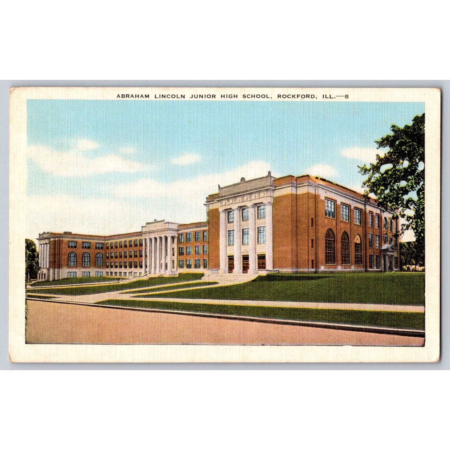 Rockford IL Illinois Abraham Lincoln Junior High School White Border Postcard