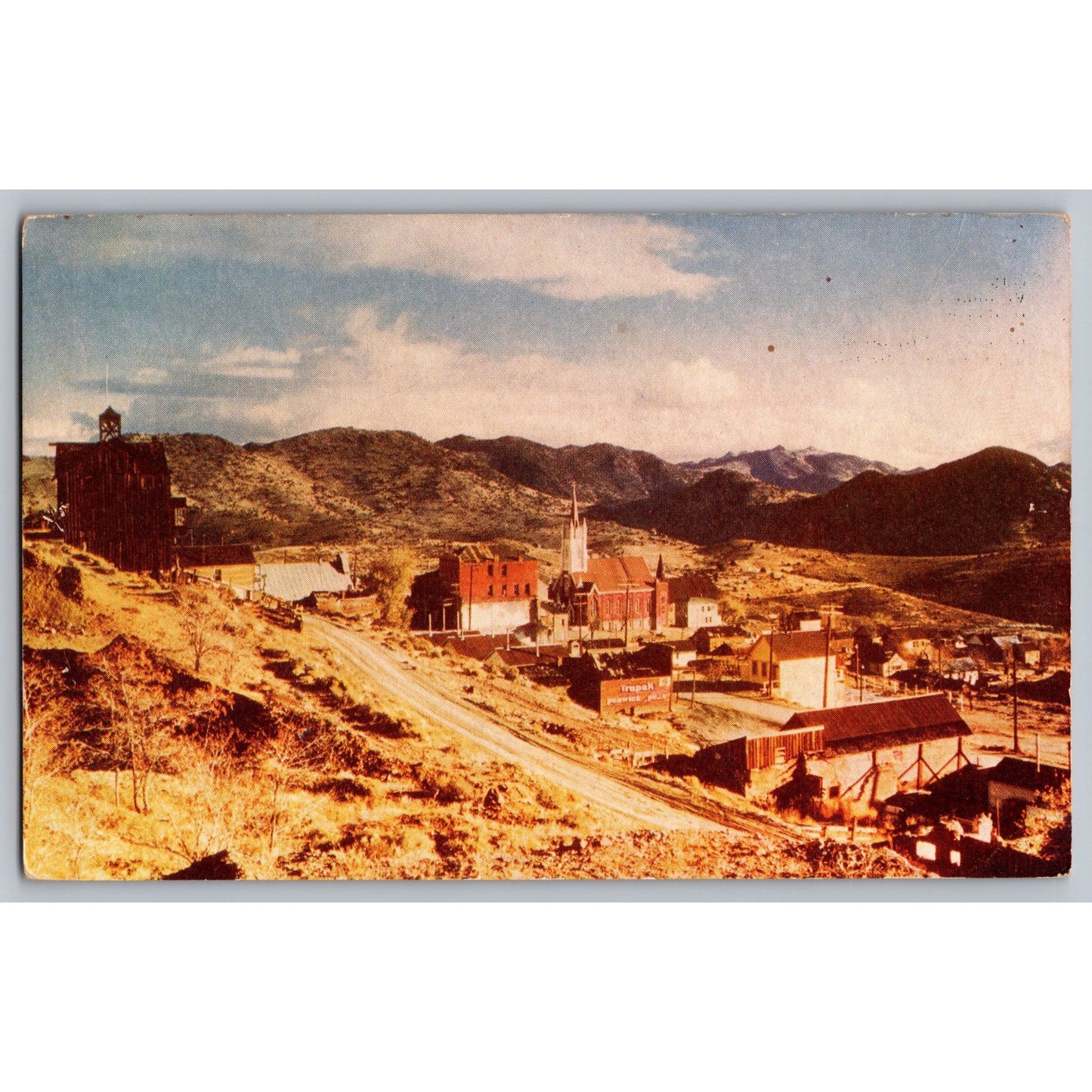 Virginia City NV Nevada Mining Town Birdseye View Chrome Postcard Unused