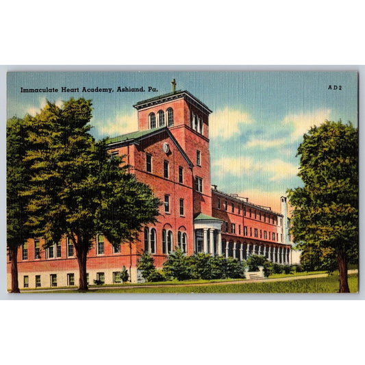 Ashland PA Pennsylvania Immaculate Heart Academy Linen Postcard R Ramsey Mebane