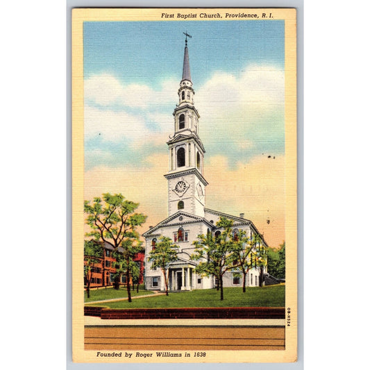 Providence RI Rhode Island First Baptist Church Postcard Roger Williams